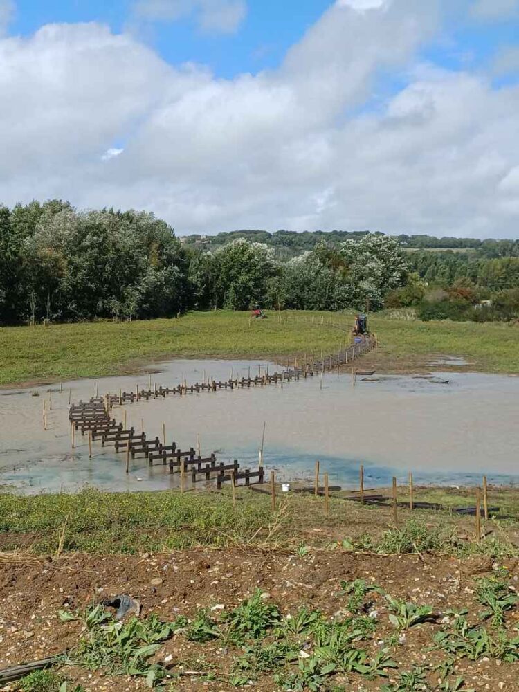 Wide-angle shot of the new boardwalk construction at Martello Lakes