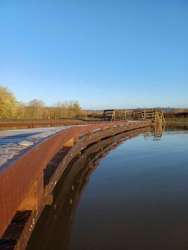 Wide-angle shot of the new boardwalk construction at Martello Lakes