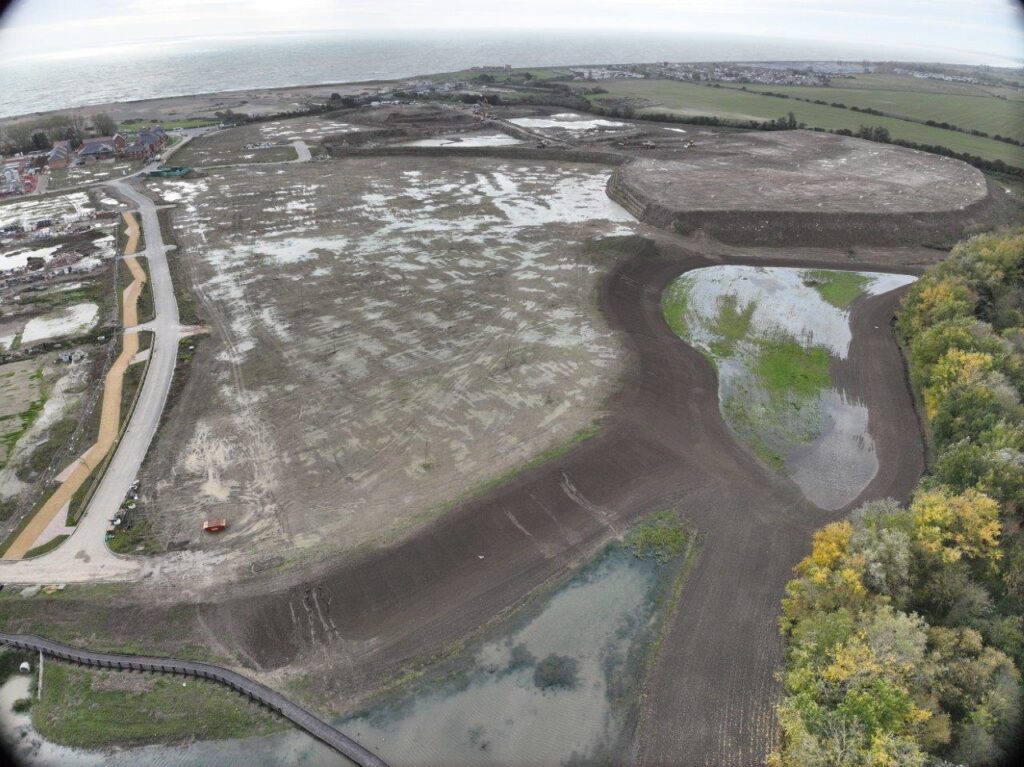 Drone shot of the work area at Martello Lakes